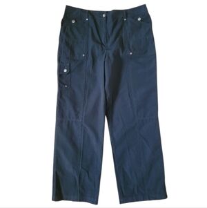 SZ14 Jones New York Black 100% Cotton Wide Leg Cargo Pants